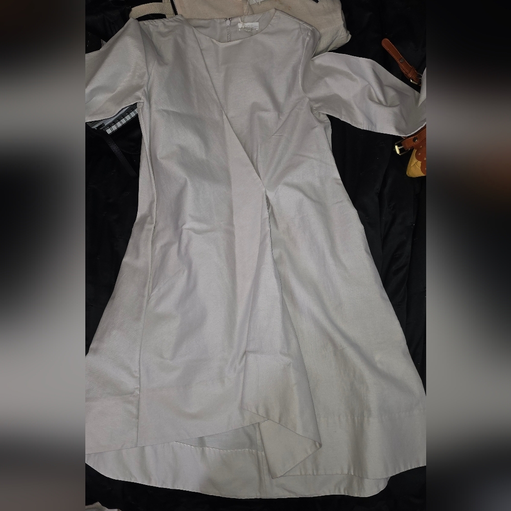 COS Cream Long Sleeve Dress